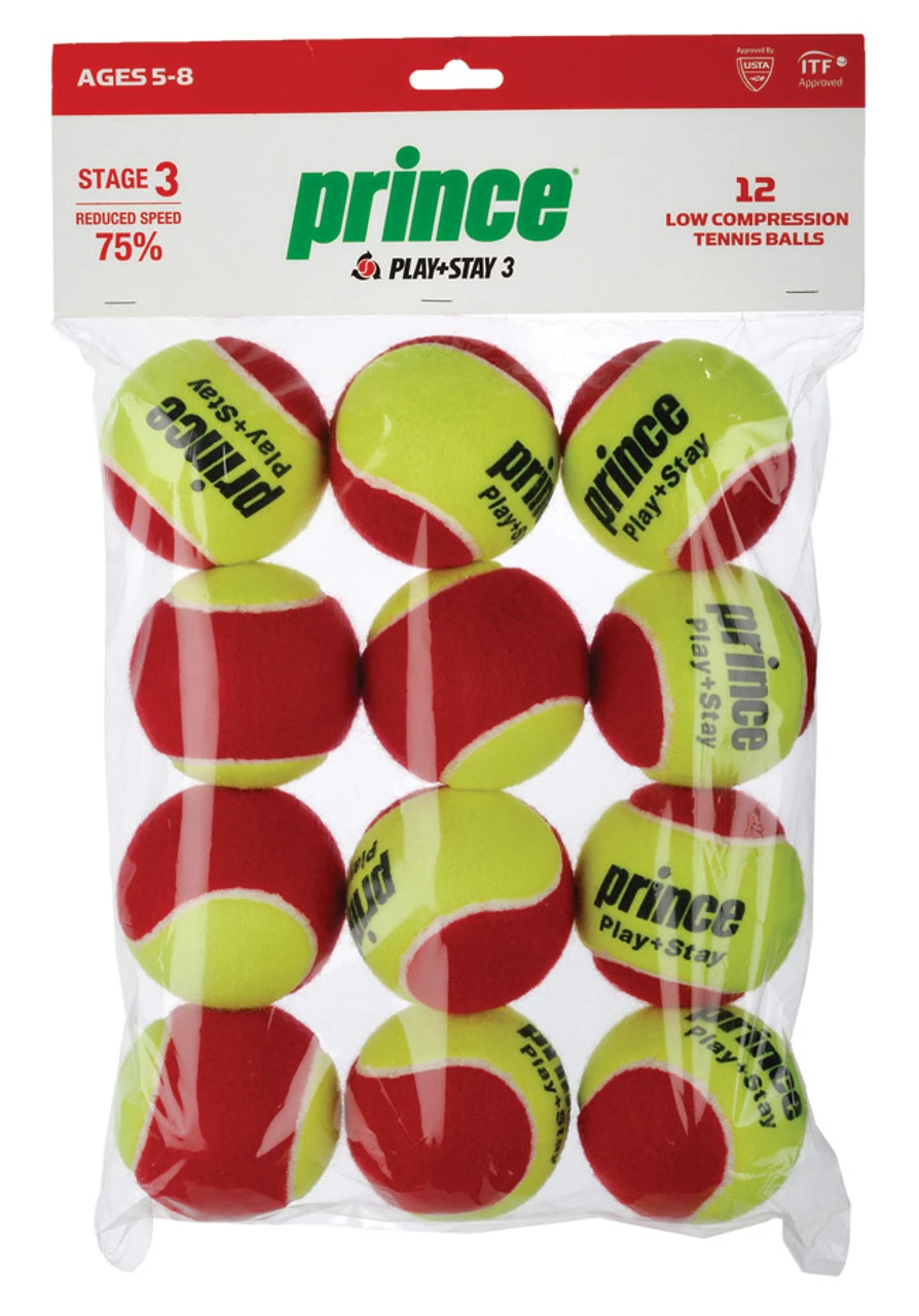 Prince Play + Stay Stage 3 Junior Tennis Balls Dozen 1 Prince Play + Stay Stage 3 Junior Tennis Balls Dozen